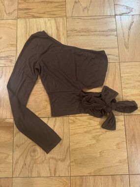 One Shoulder Brown Fashion Nova Top with cutout